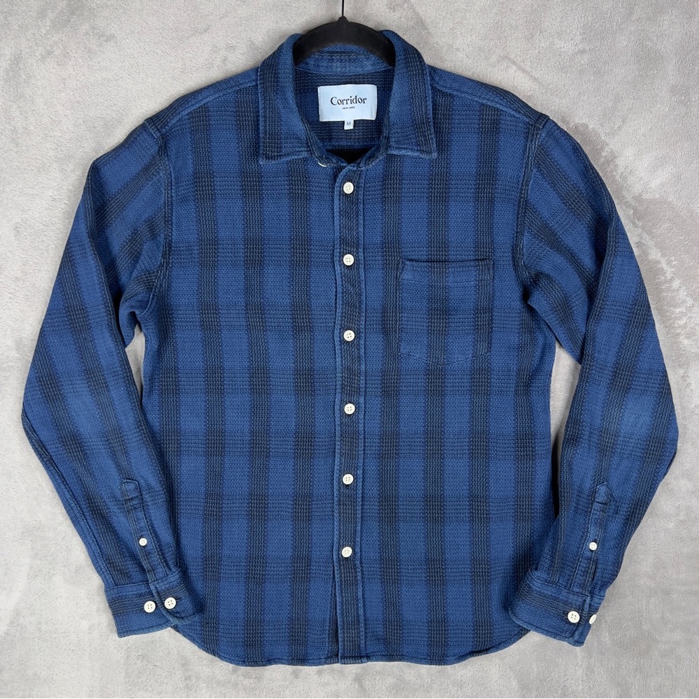 Men's Blue Plaid Casual Button Down Shirt